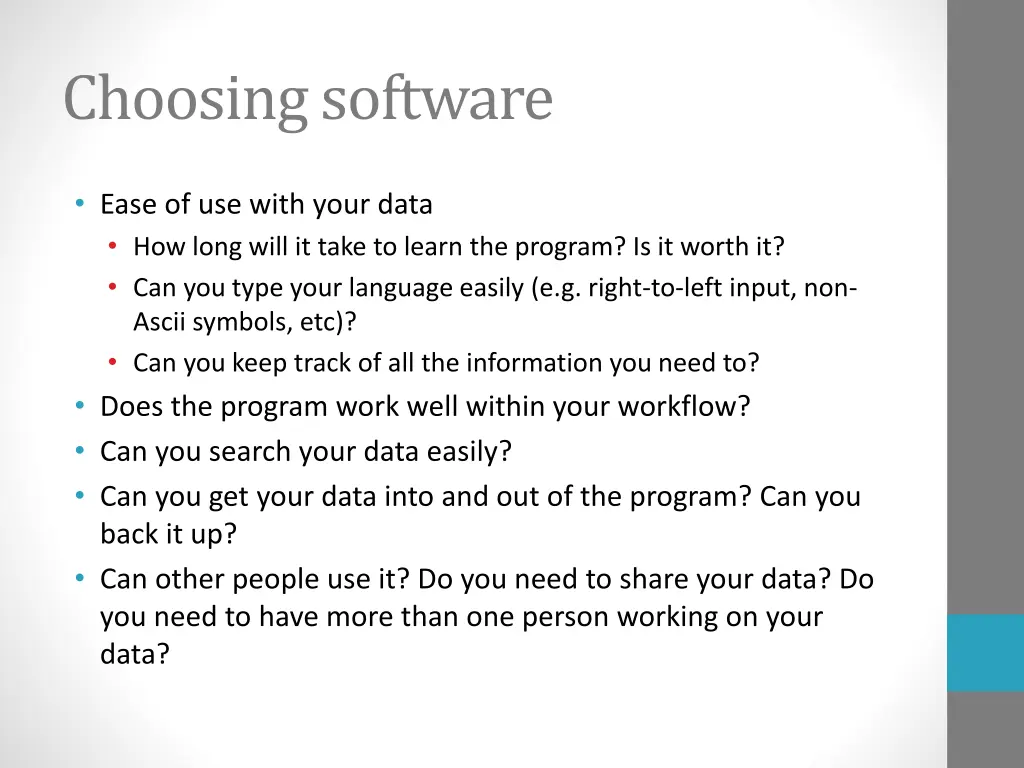 choosing software