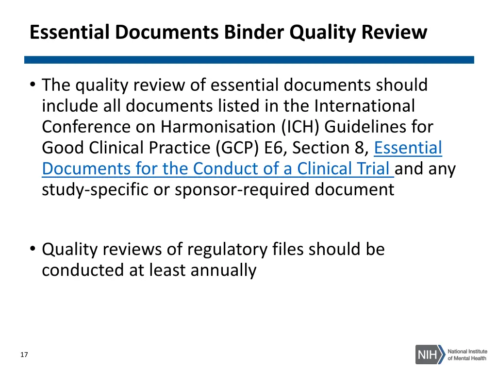 essential documents binder quality review