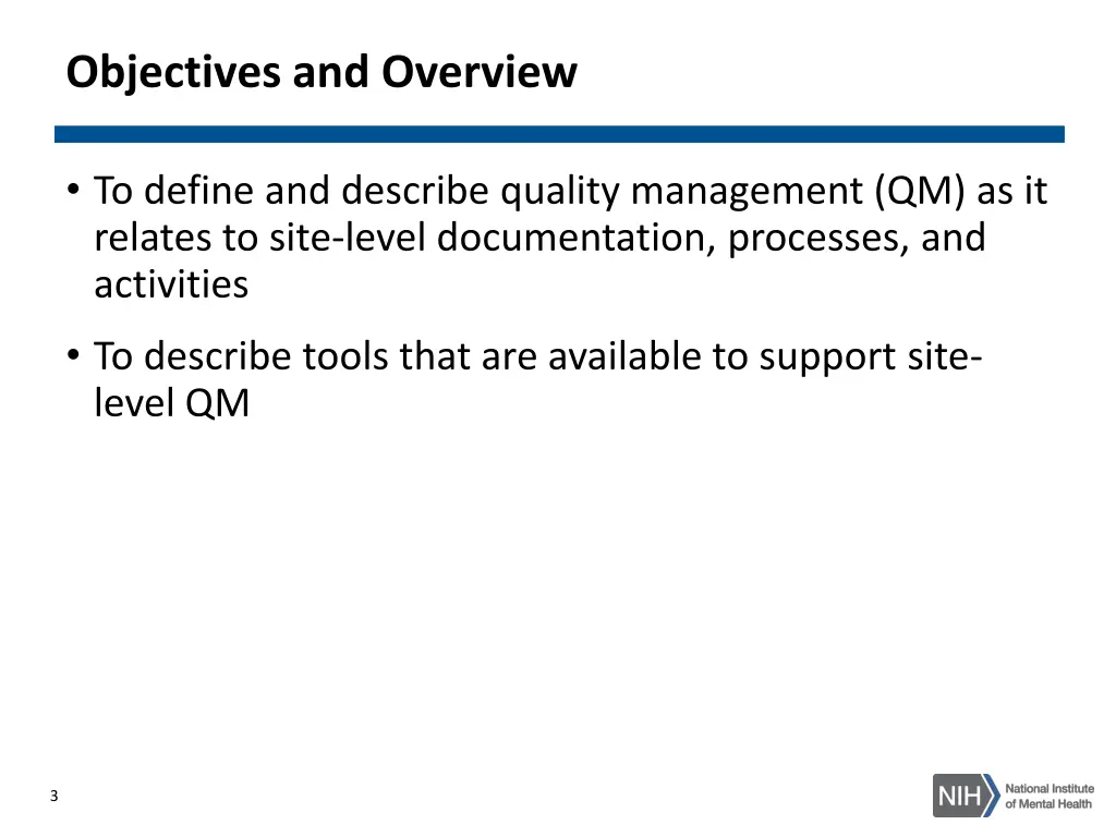 objectives and overview