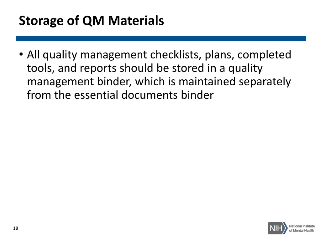 storage of qm materials