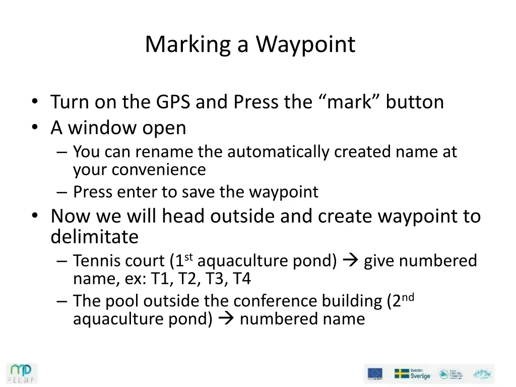 marking a waypoint