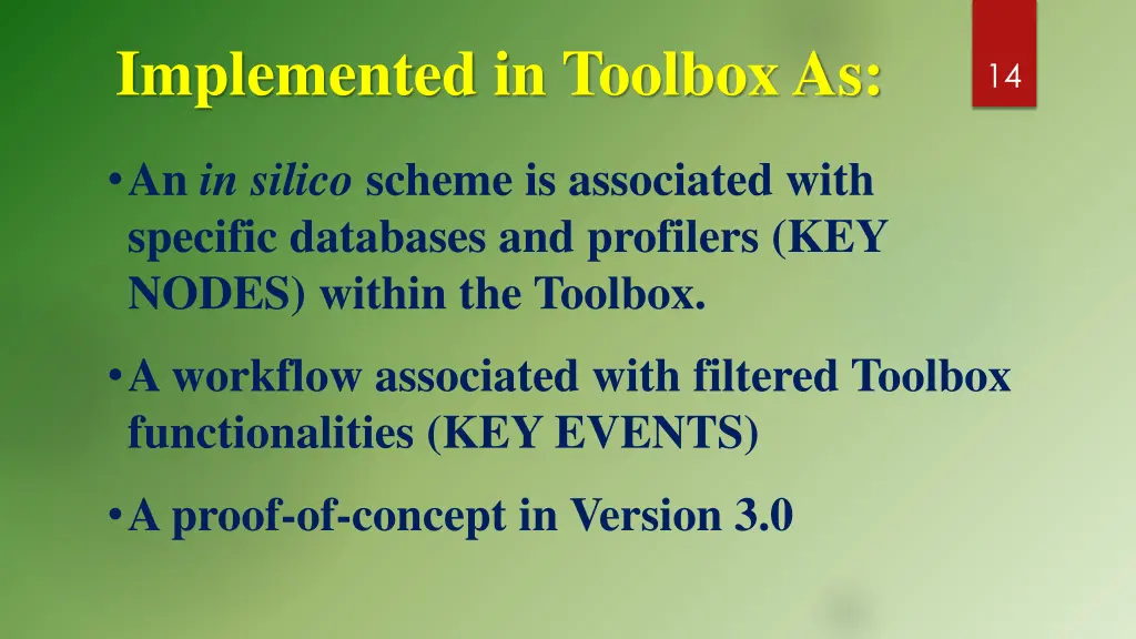 implemented in toolbox as