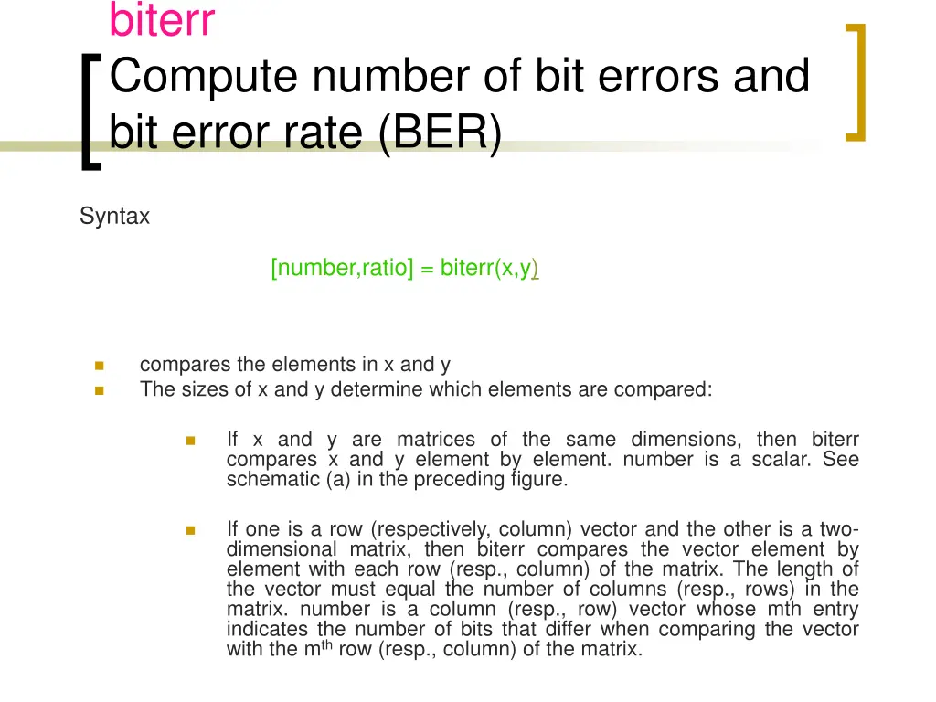 biterr compute number of bit errors and bit error