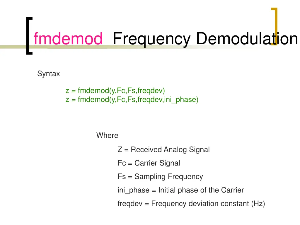 fmdemod frequency demodulation