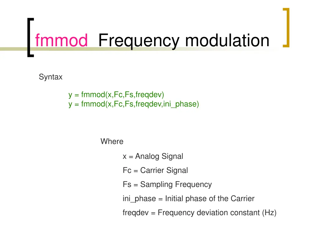 fmmod frequency modulation