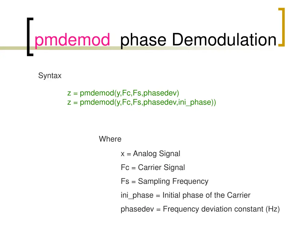 pmdemod phase demodulation