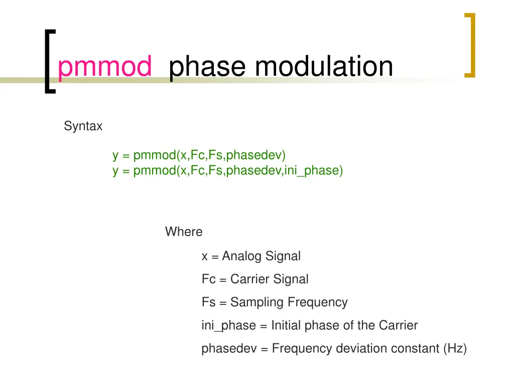 pmmod phase modulation