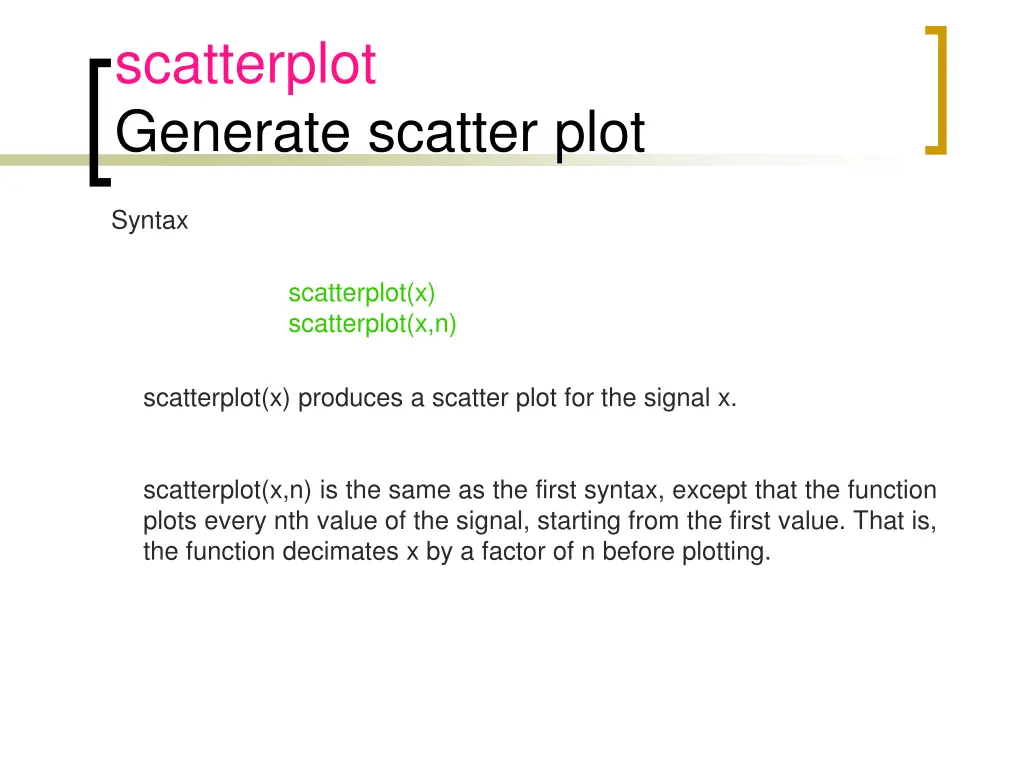 scatterplot generate scatter plot