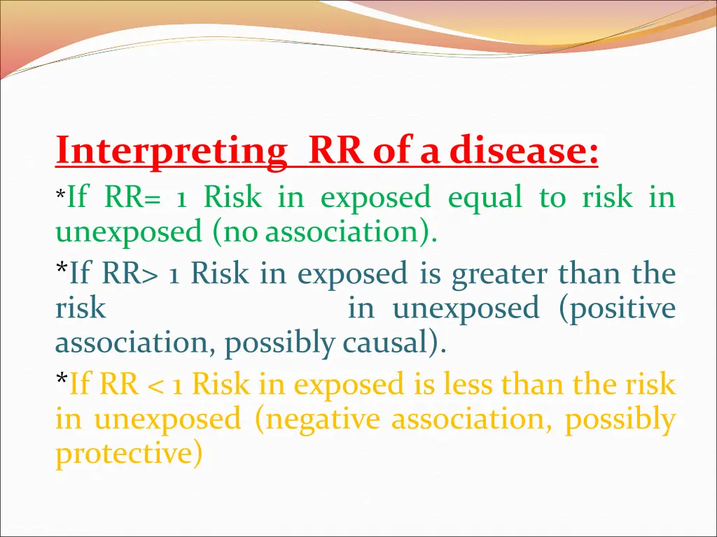 interpreting rr of adisease if rr 1 risk