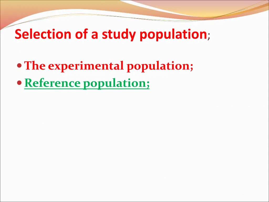 selection of a study population