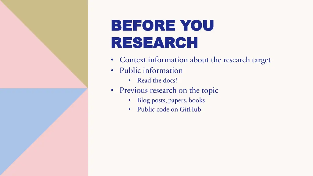 before you before you research research context