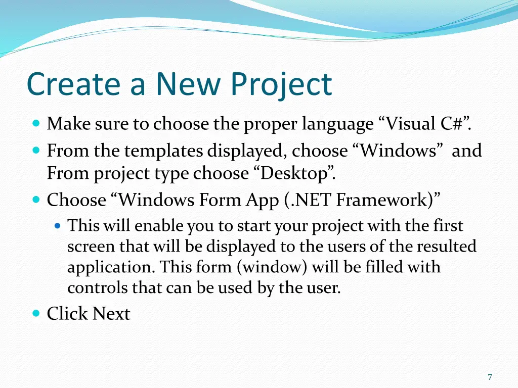 create a new project 2