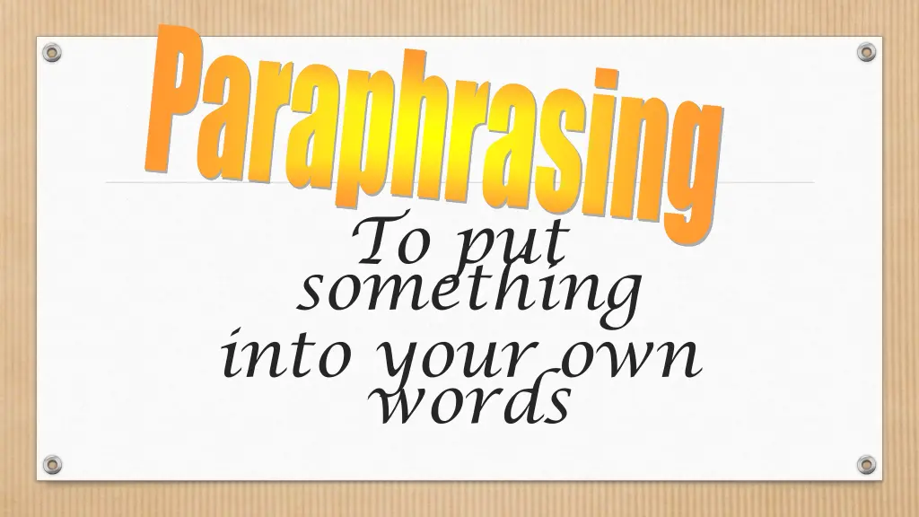 paraphrasing