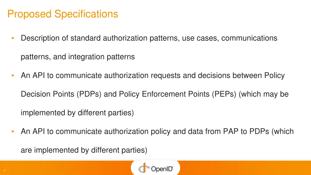 proposed specifications