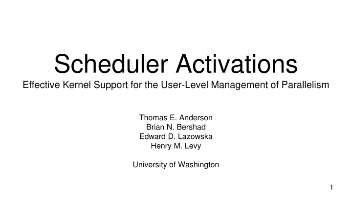 scheduler activations effective kernel support