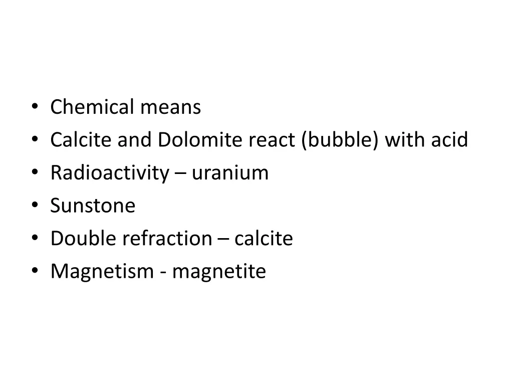 chemical means calcite and dolomite react bubble