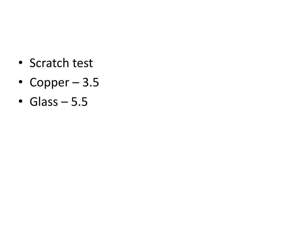 scratch test copper 3 5 glass 5 5