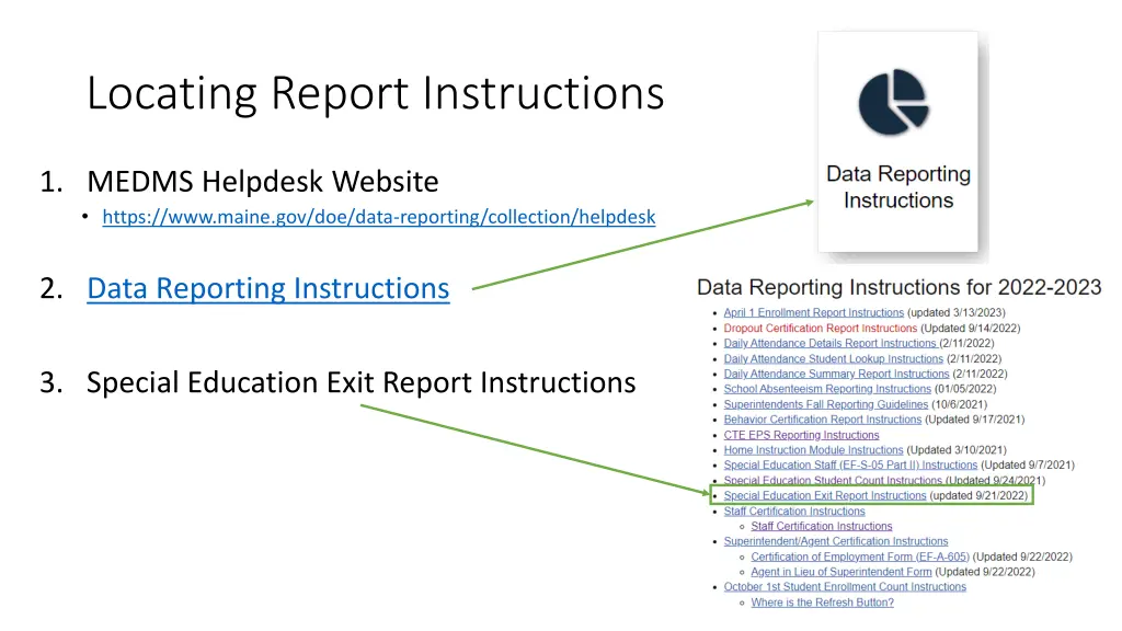 locating report instructions