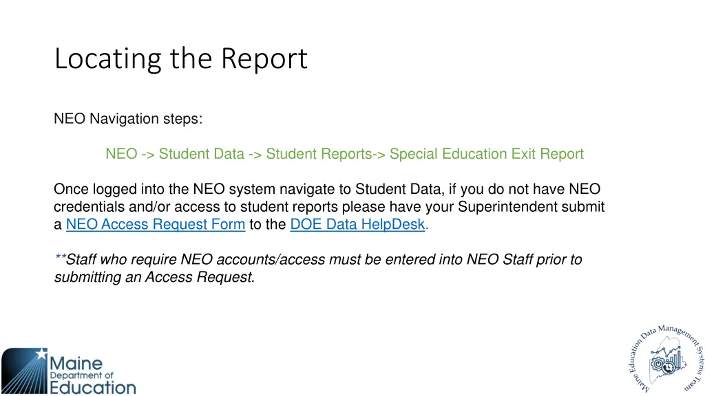 locating the report