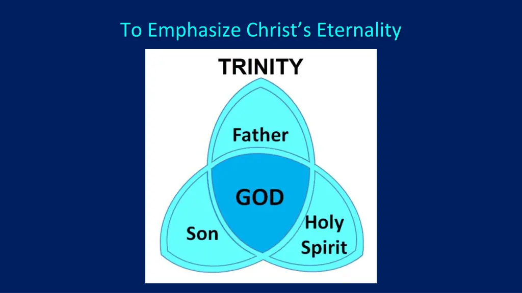 to emphasize christ s eternality