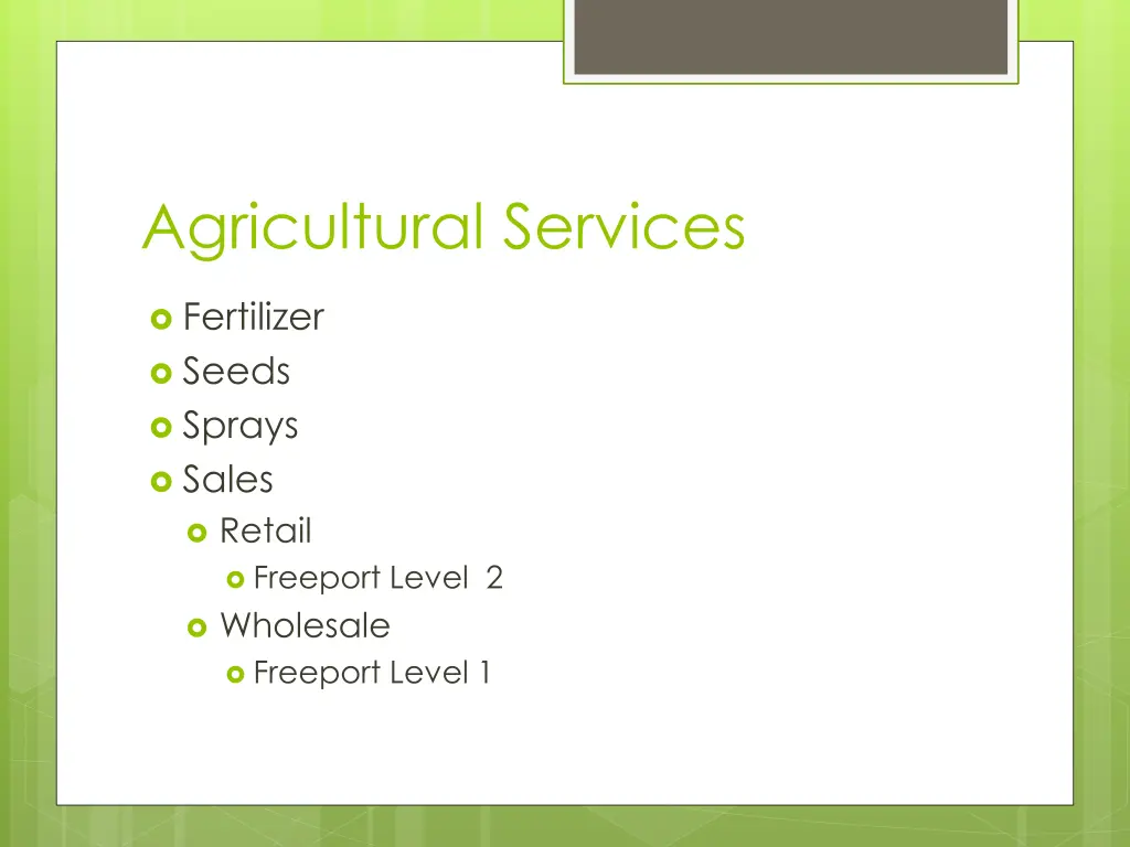 agricultural services