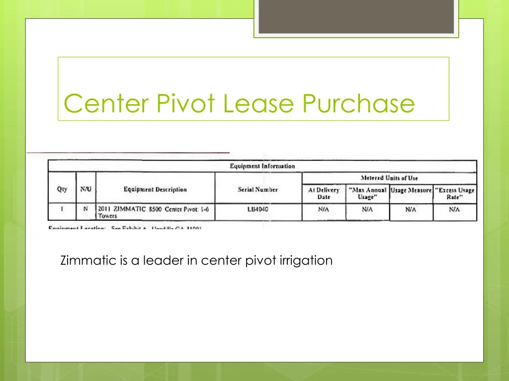 center pivot lease purchase