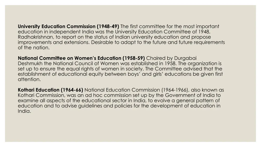 university education commission 1948 49 the first