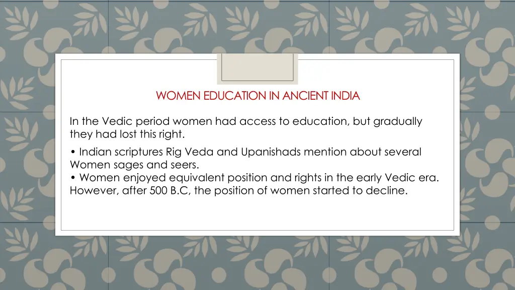 women education in ancient india