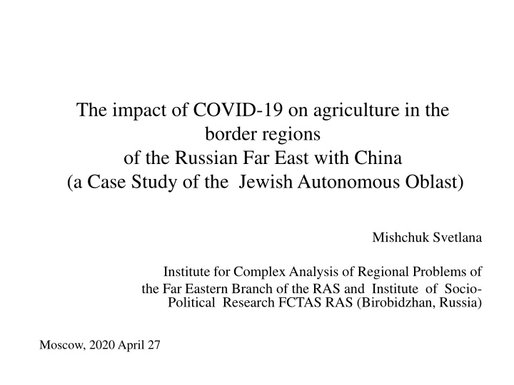 the impact of covid 19 on agriculture