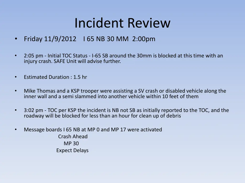 incident review 1