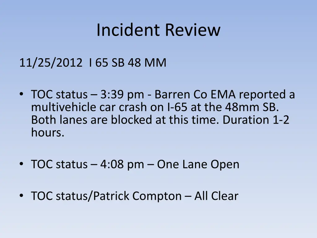 incident review 2