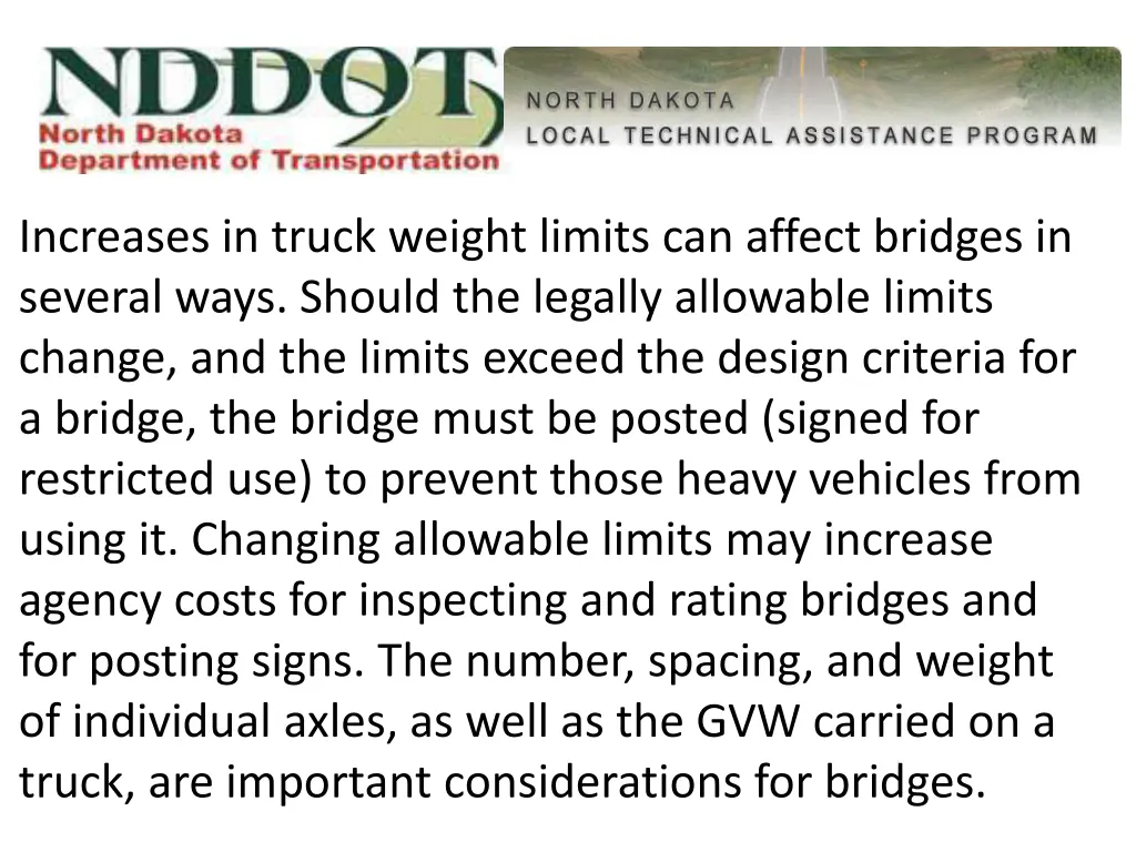 increases in truck weight limits can affect