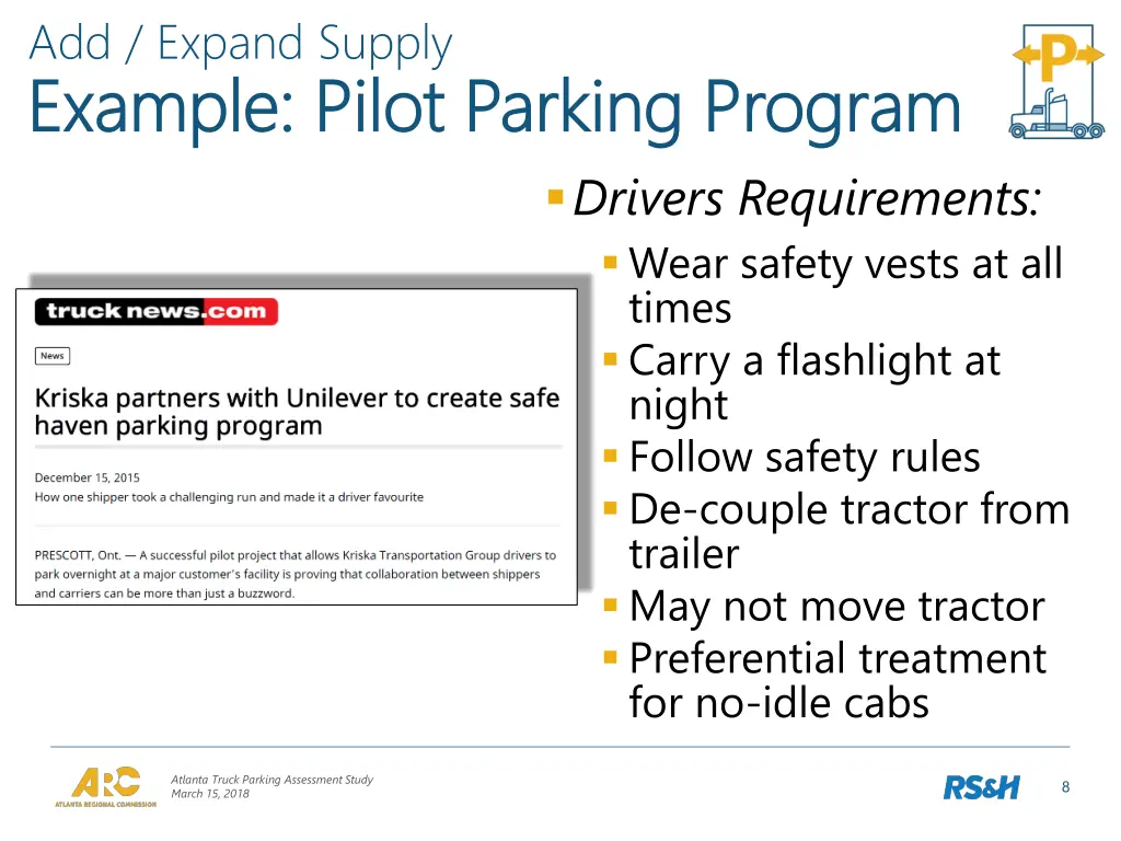 add expand supply example pilot parking program