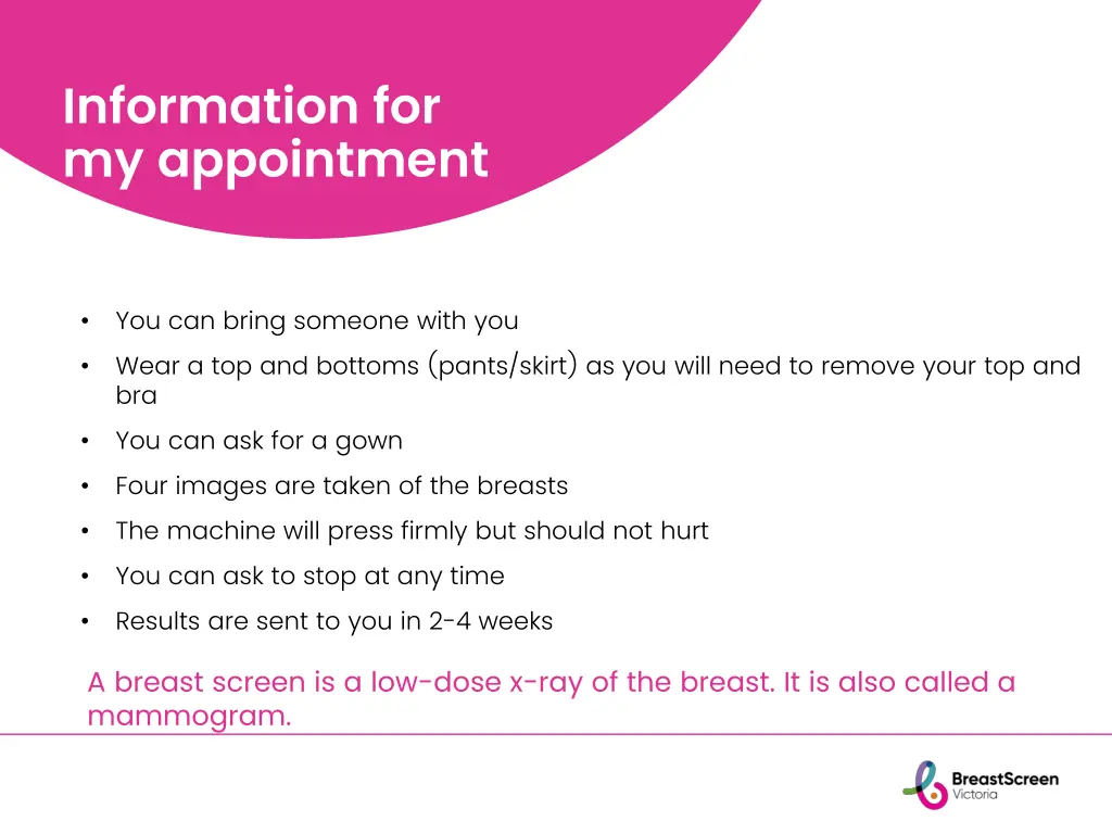 information for my appointment