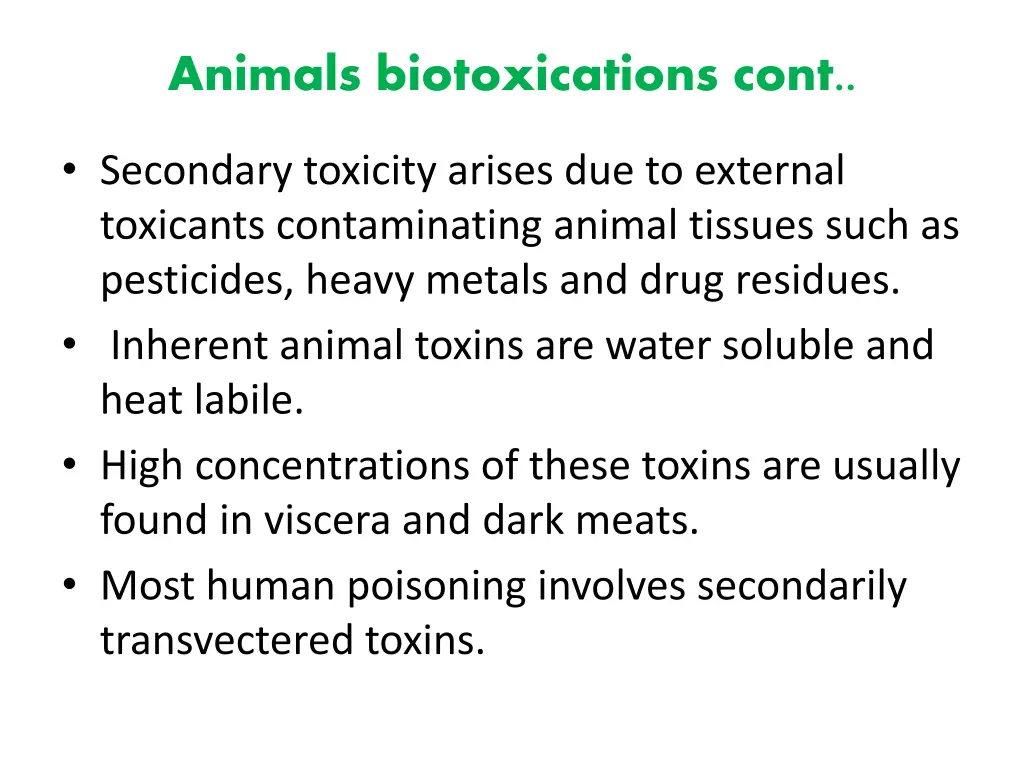 animals biotoxications cont