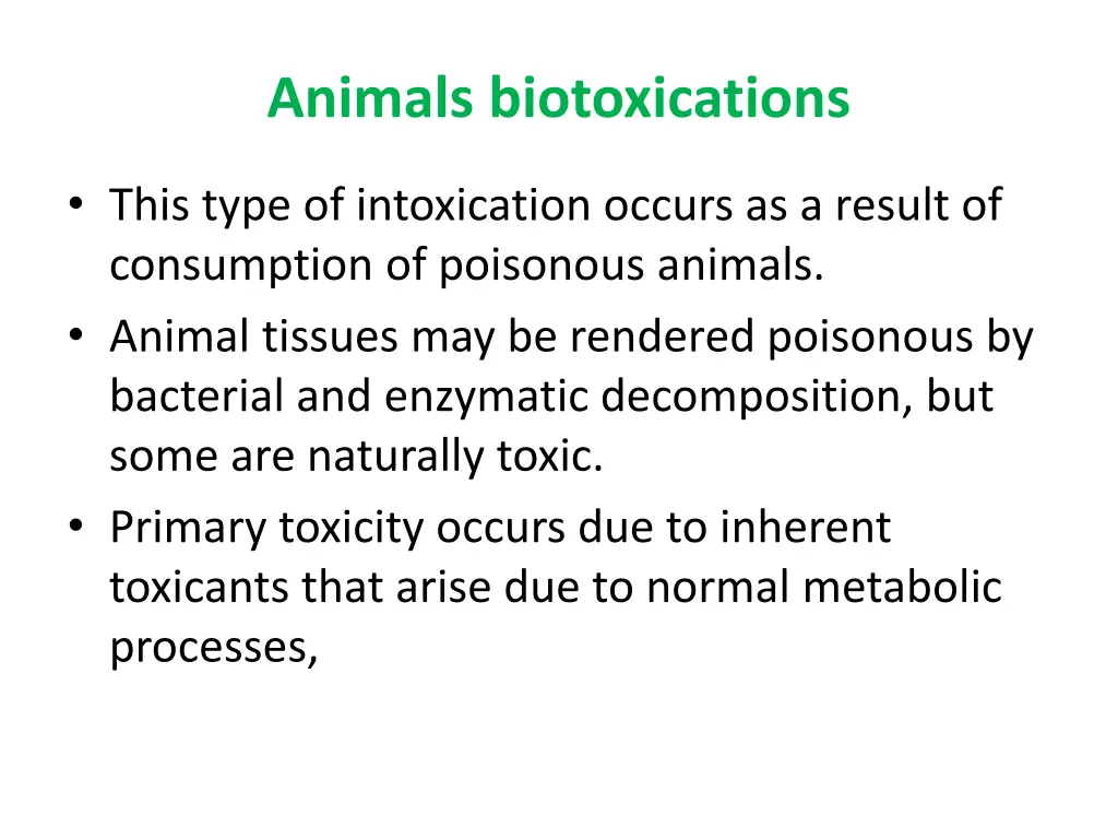 animals biotoxications