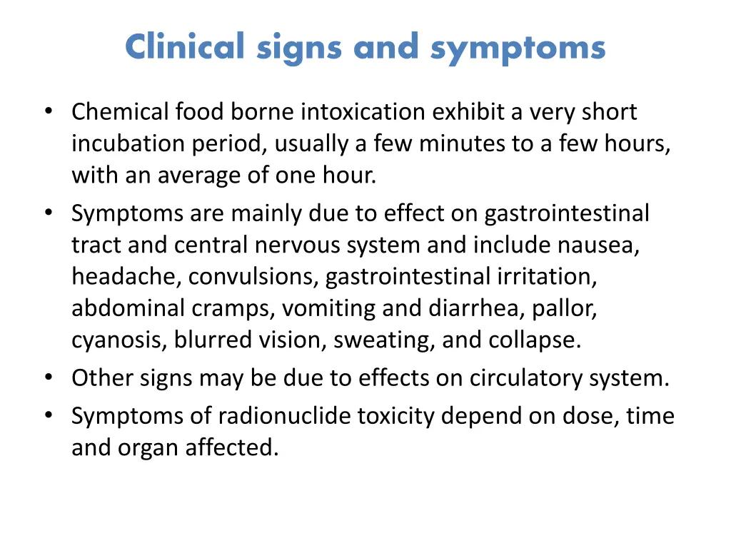 clinical signs and symptoms