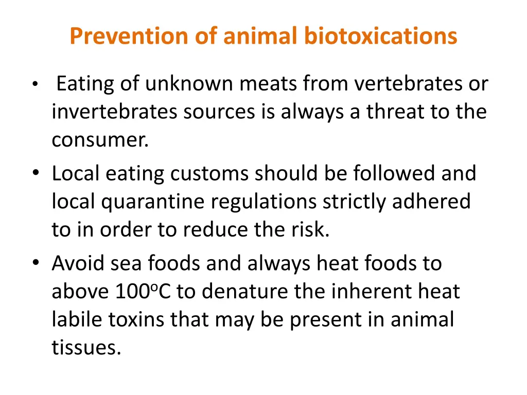 prevention of animal biotoxications