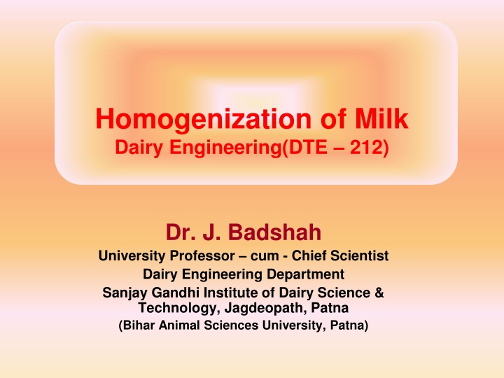 homogenization of milk dairy engineering dte 212