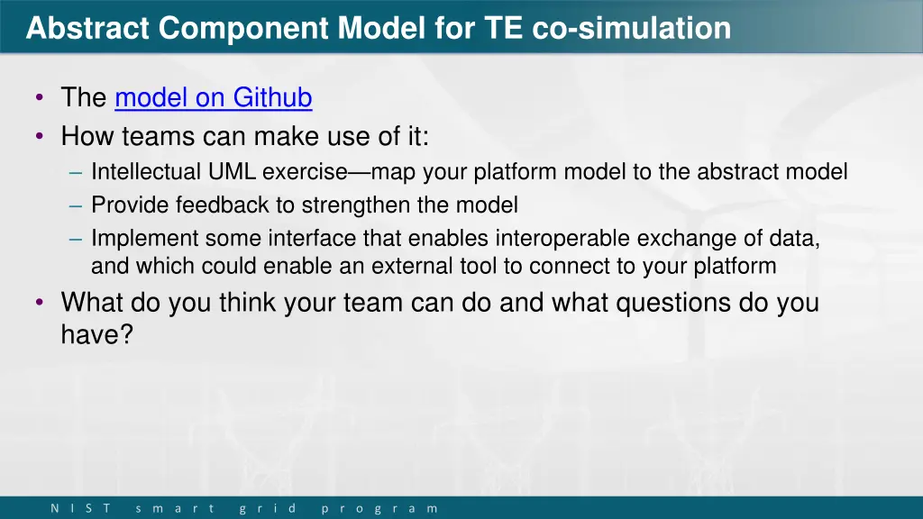 abstract component model for te co simulation