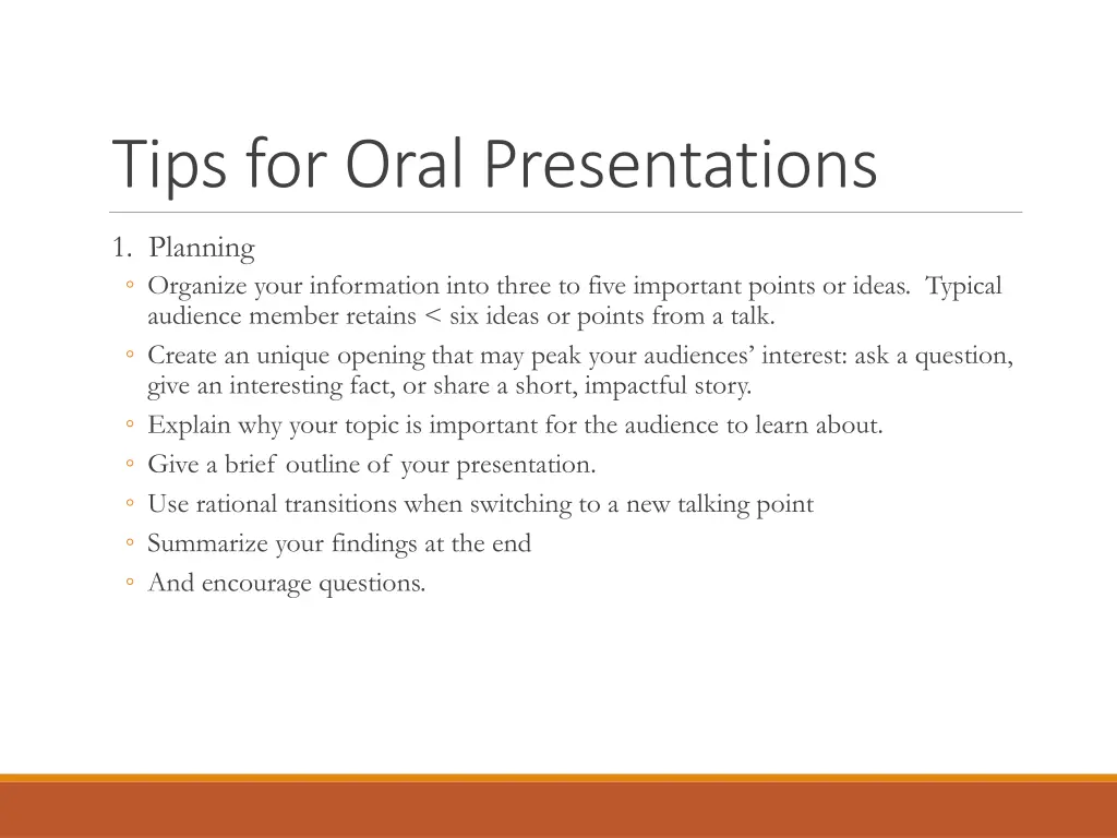 tips for oral presentations