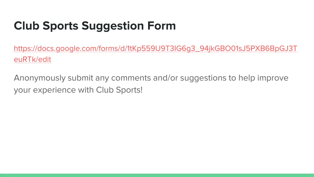 club sports suggestion form