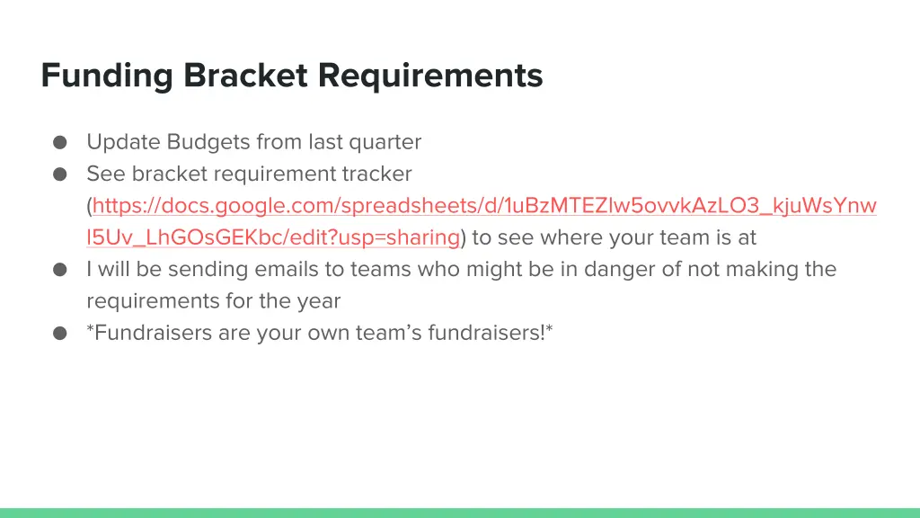 funding bracket requirements