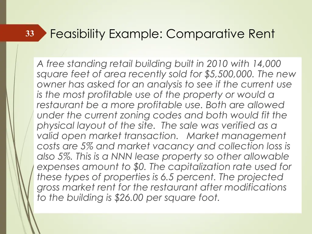 feasibility example comparative rent