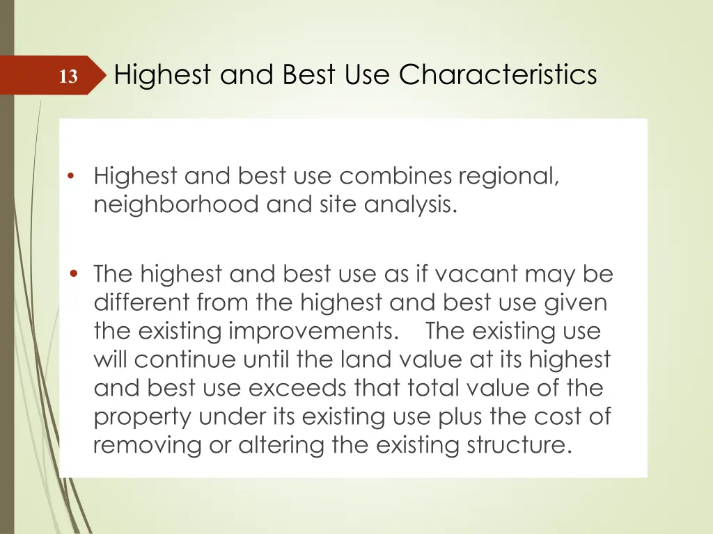 highest and best use characteristics 1