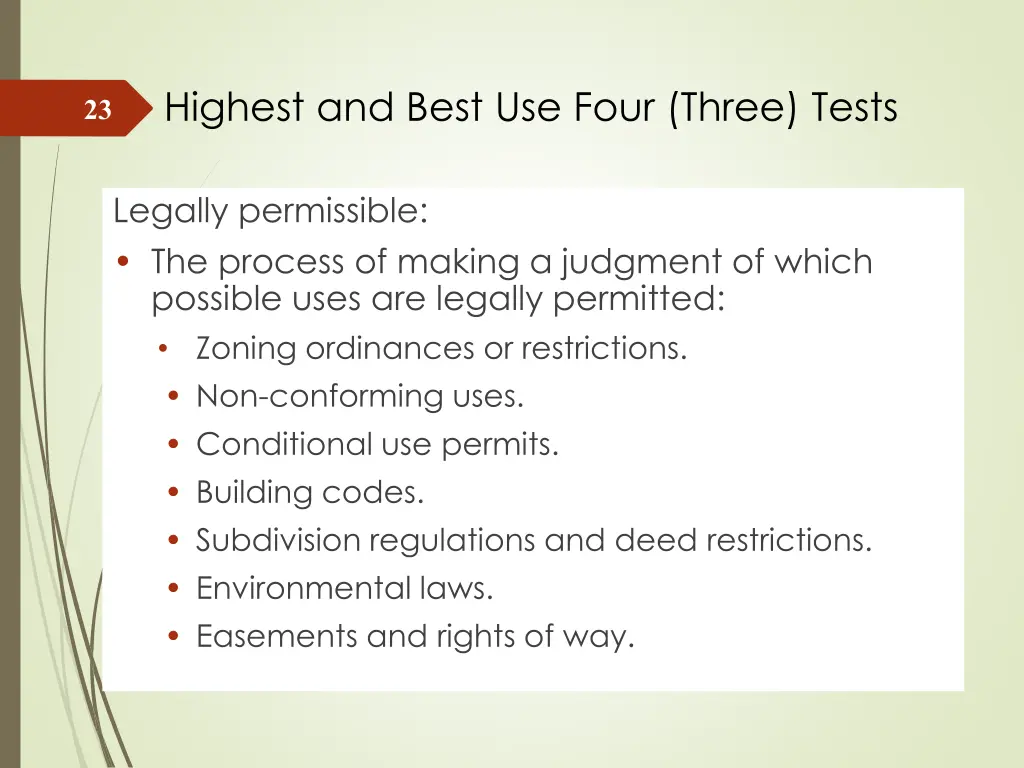 highest and best use four three tests 1