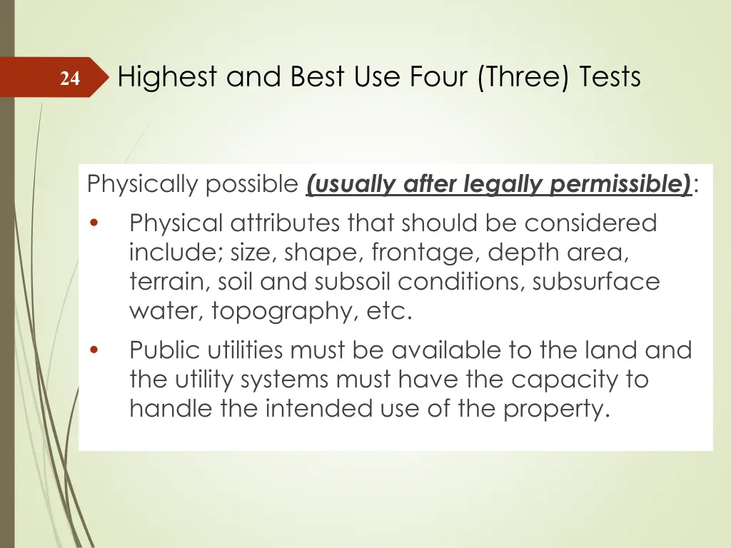 highest and best use four three tests 2