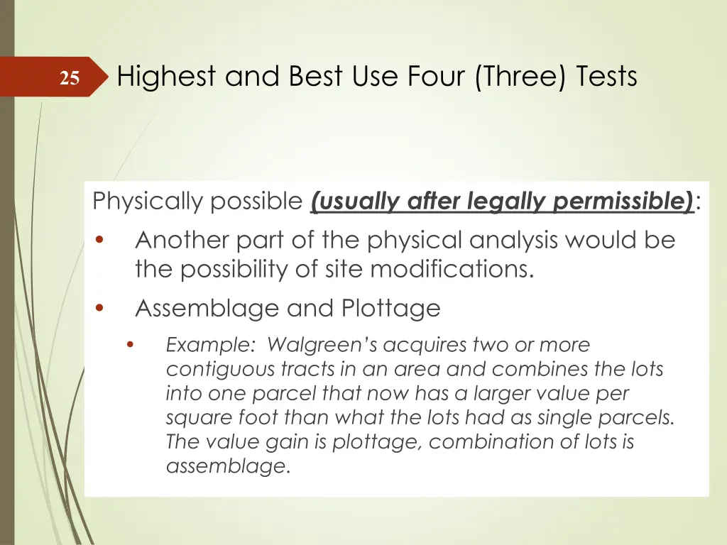 highest and best use four three tests 3