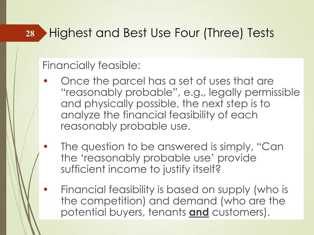 highest and best use four three tests 6