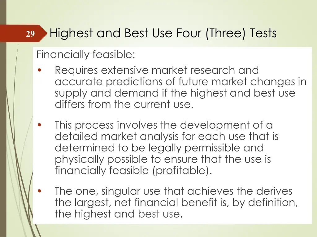 highest and best use four three tests 7